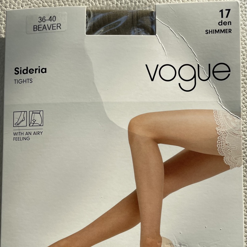 KUVA 1:  Uudet VOGUE Sideria sukkahousut, väri  Beaver. 17 den, kiiltävä. Koko 36-40. 